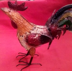 Farmhouse Metal Rooster Fall Standing Decor Garden Outdoor/Indoor .